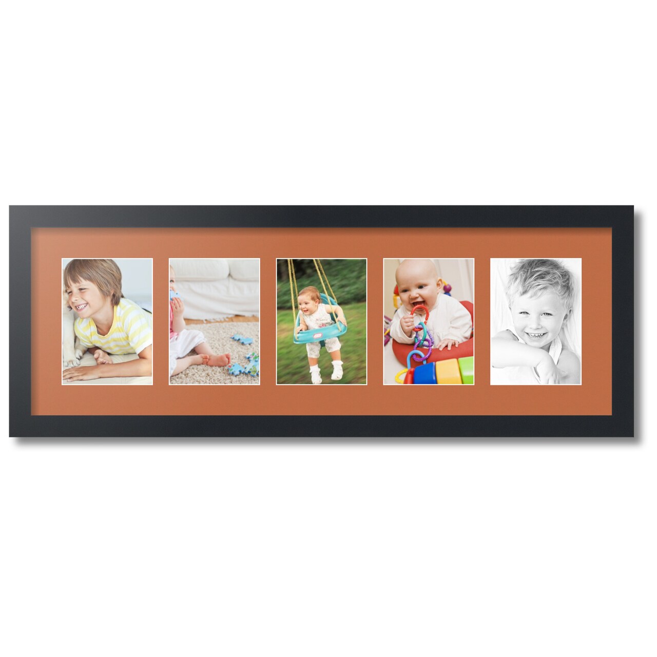 ArtToFrames Collage Photo Picture Frame with 5 - 5x7 inch Openings, Framed in Black with Over 62 Mat Color Options and Plexi Glass (CSM-3926-152)